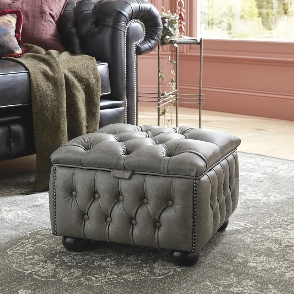 Buttoned Pouffe Box - Sale from Sofas by Saxon UK