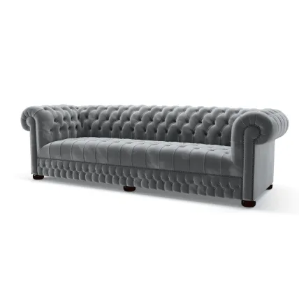 Belgravia 4 Seater Sofa Amalfi Storm Chrome Studs